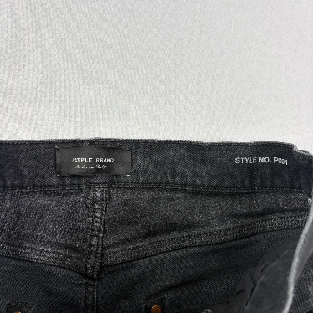 Purple Brand Jeans Mens 34x32 Black P001 Skinny Denim Button Fly - Picture 6 of 15